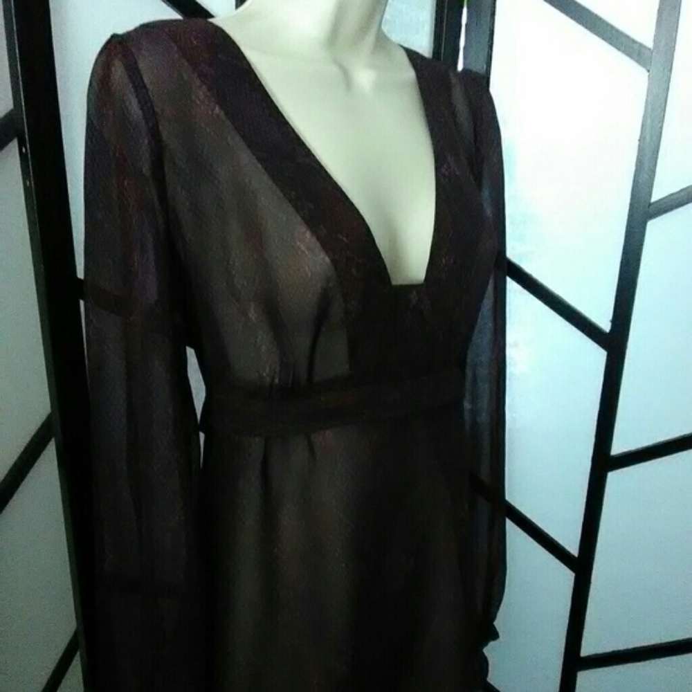 Daisy Fuentes Sheer Women's Multicolored Blouse Medium